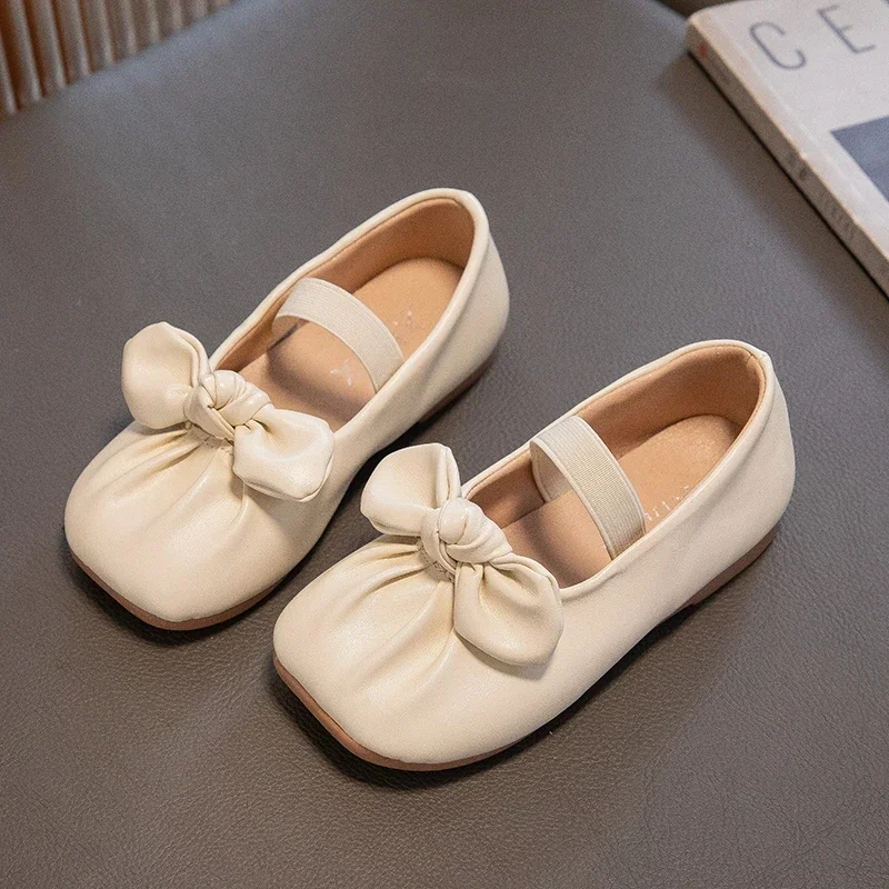 Baby Girls Leather Shoes Spring Autumn Child Casual Shoes Comfortable Lightweight Soft Sole Kids Bow Princess Shoes Size 23-33