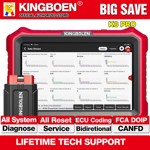 KINGBOLEN K8 PRO Bluetooth OBD2 сканер ECU кодирование двунаправленный 40+ сервис CANFD DOIP FCA все системы автомобильные диагностические инструменты