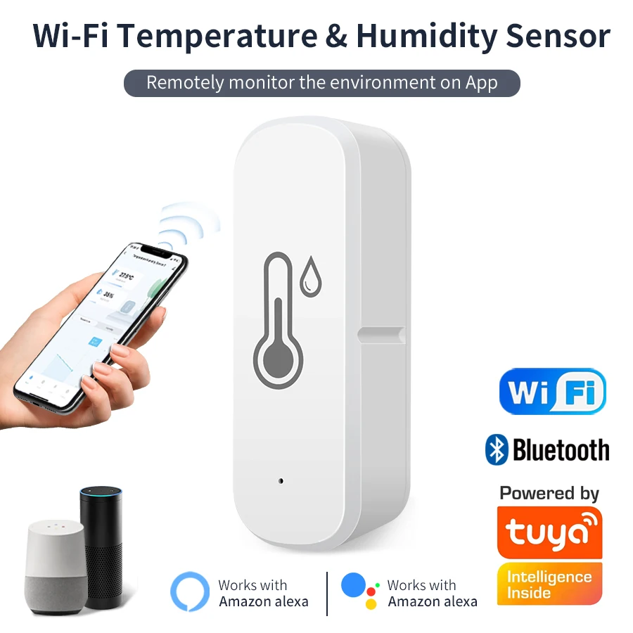 Tuya WiFi Smart Temperature and Humidity Sensor Smart Life APP Monitoring Smart Home Voice Control Works With Alexa Google Home