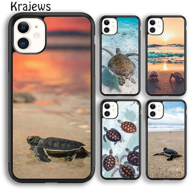 Krajews Ocean Sea Turtle Phone Case Cover For iPhone 16 15 14 plus XS XR 11 12 mini 13 pro max coque Shell Fundas