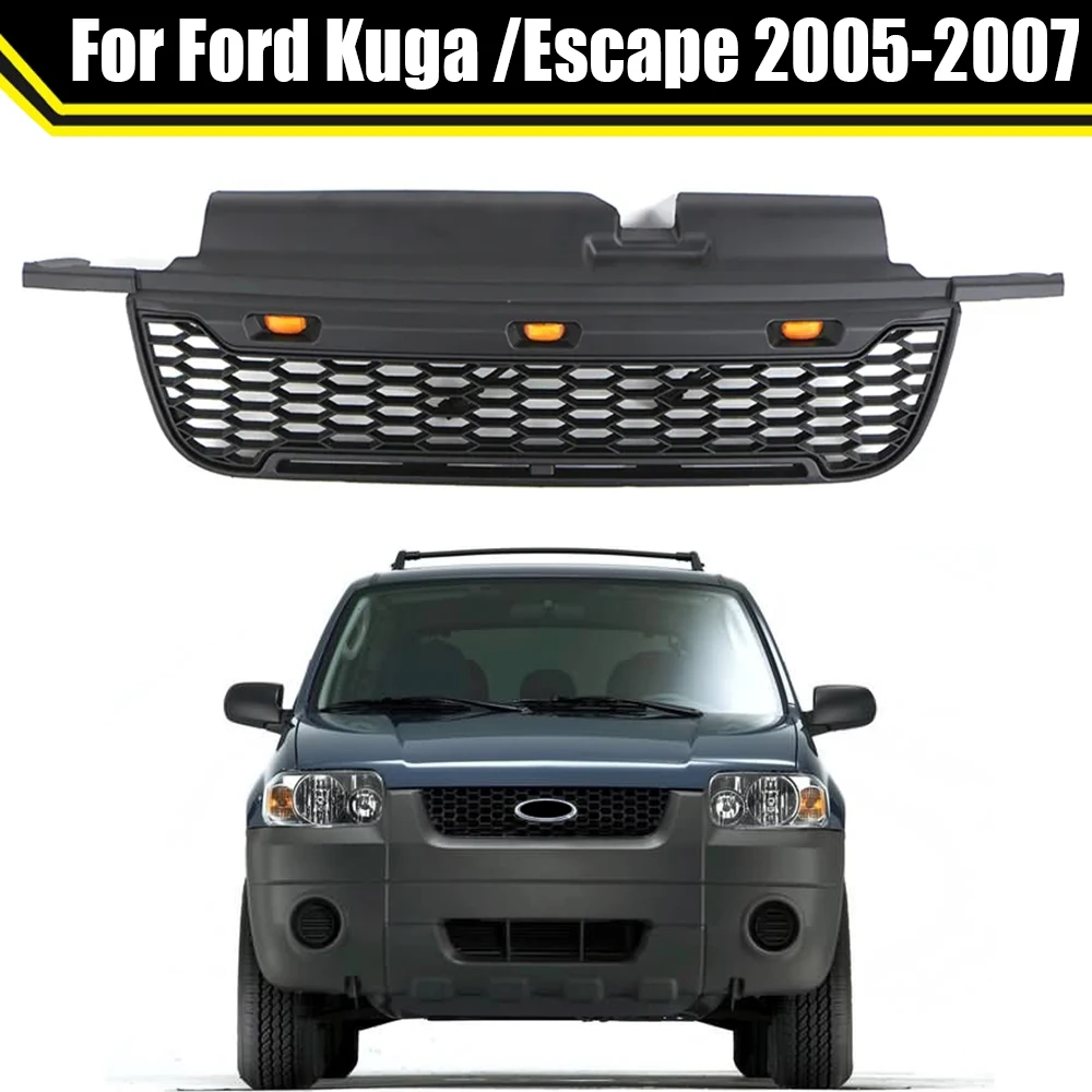 

Replace Grille Modified Grill With Letter LED Lights Fits For Ford Kuga /Escape 2005-2007 Car ABS Front Bumper Grills Mid Grid