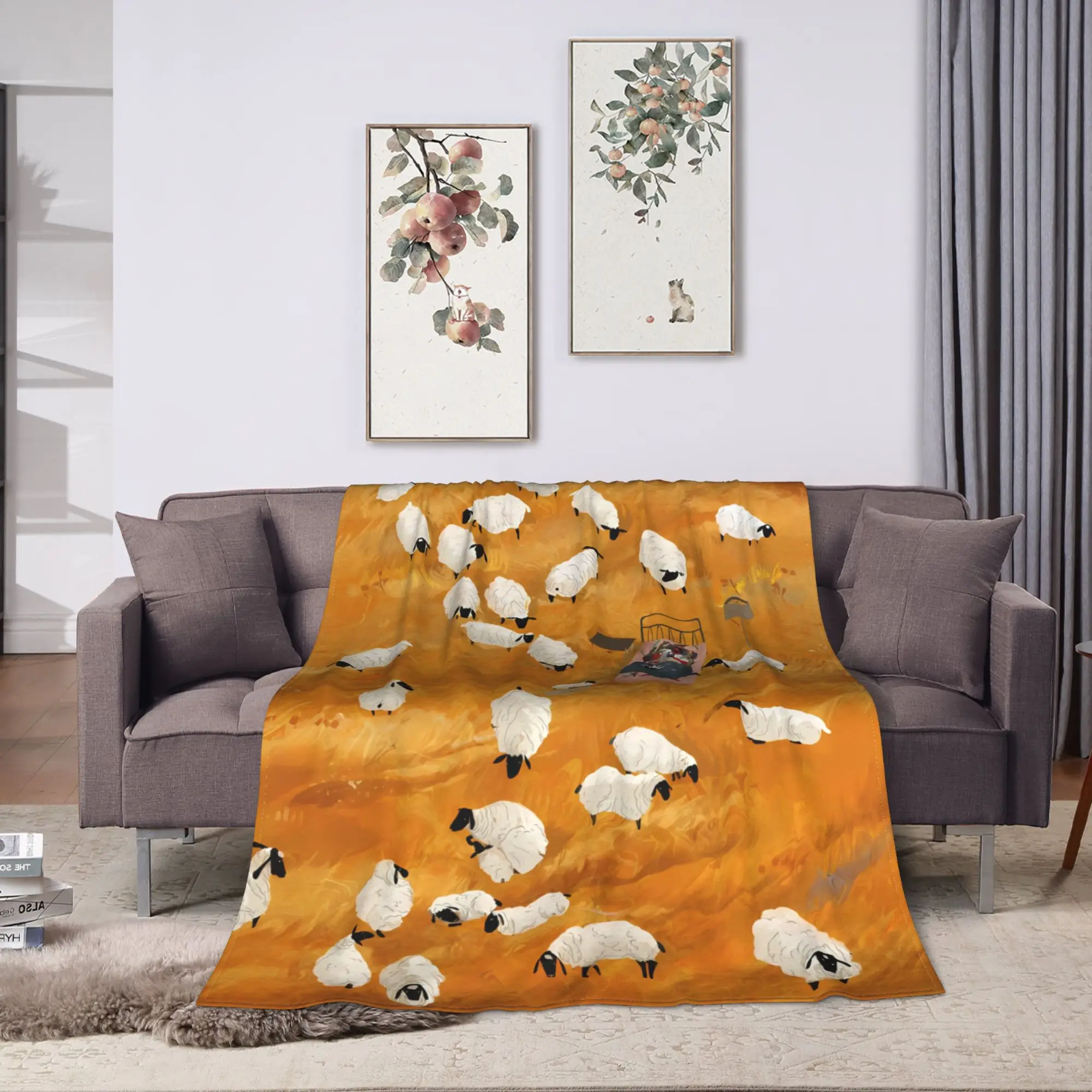 Soft Blanket Travel Office Sheep Group Slope Anime Bedding Throws  Flannel Bedspread For Home Decor Funny Sofa Bed Cover