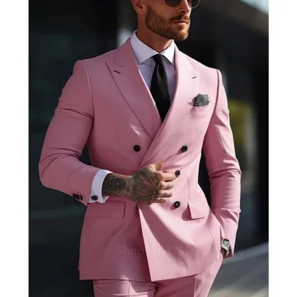 

Wedding Men Suits Smart Casual Groom Tuxedos Slim Fit Blazer Set Formal Business Suit For Men 2 Piece Costume Blazer+Pants