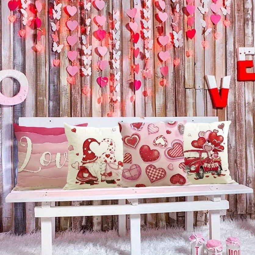 

Наволочка «Сердце и гном» на День святого Валентина, художественный романтический дизайн, чехол для подушки с милым домашним декором