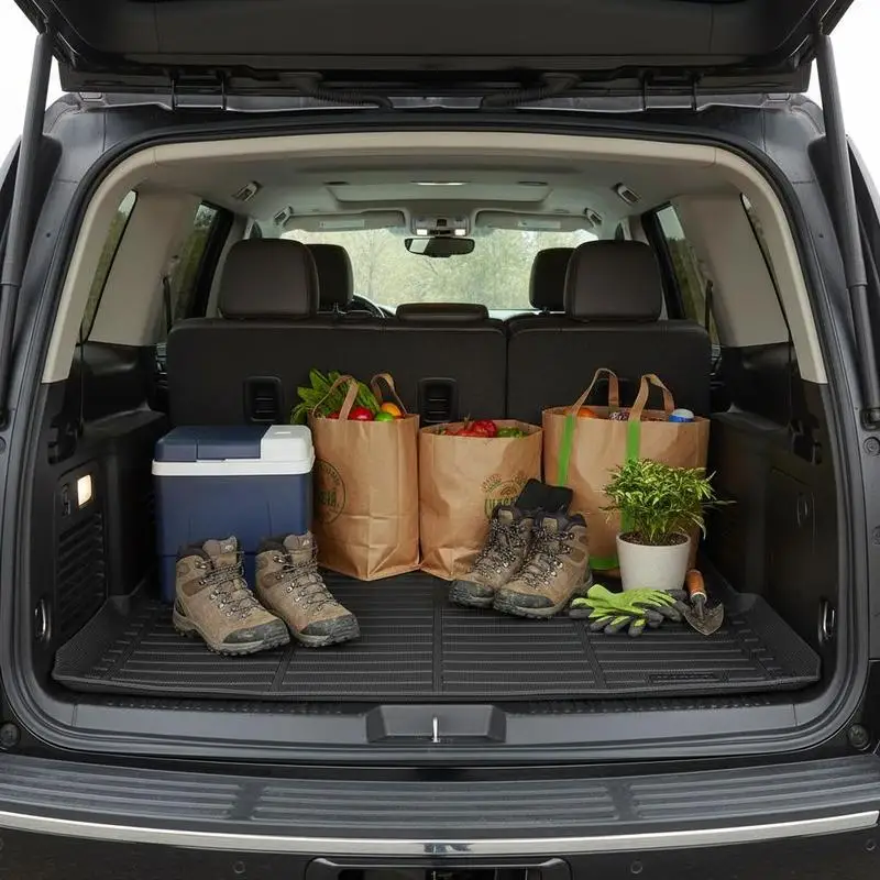 

Trunk Liner 71" x 50" For Groceries Transport Luggage Storage Camping Gear, Custom Fit SUV Cargo Mat TPE Material Black 1PCS