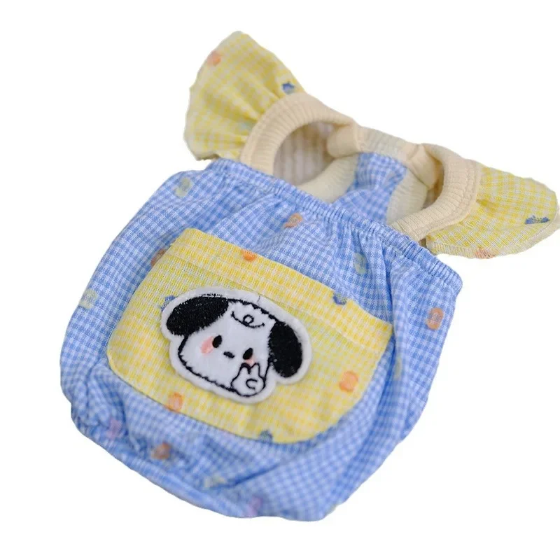 Cute Dog Clothes Checkered Small Flying Sleeves Tank Top Puppy Skirt Summer Pockets Thin Teddy Bears Small Dog Pet Supplies