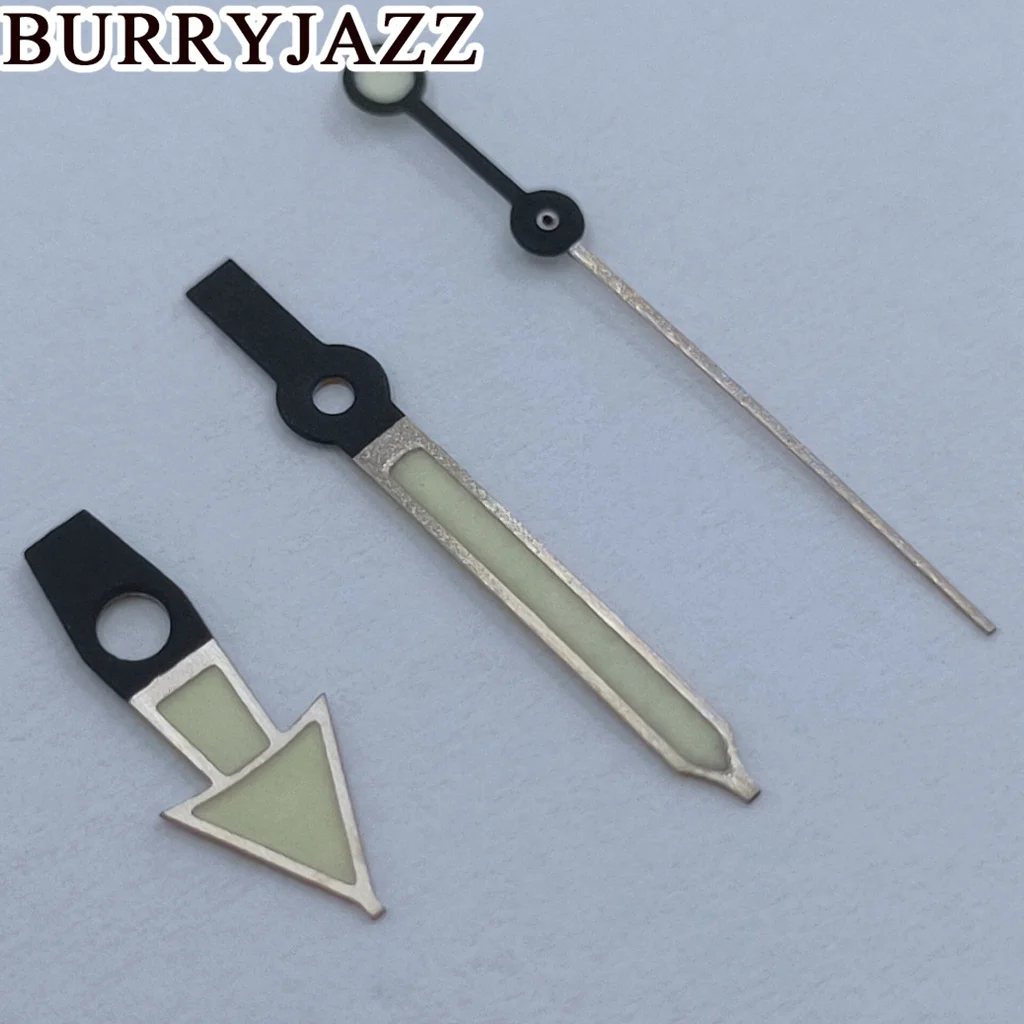 BURRYJAZZ NH35 NH36 NH38 7S26 7S36 4R35 4R36 Watch Hands Black Silver Hands Green Luminous