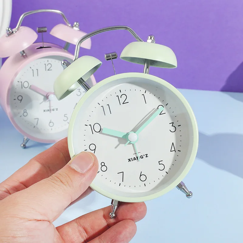 

Simple Light-coloured Metal Alarm Clock Cute Mini Metal Round Alarm Clock Desk Table Electronic Digital Clock Wake-up Call