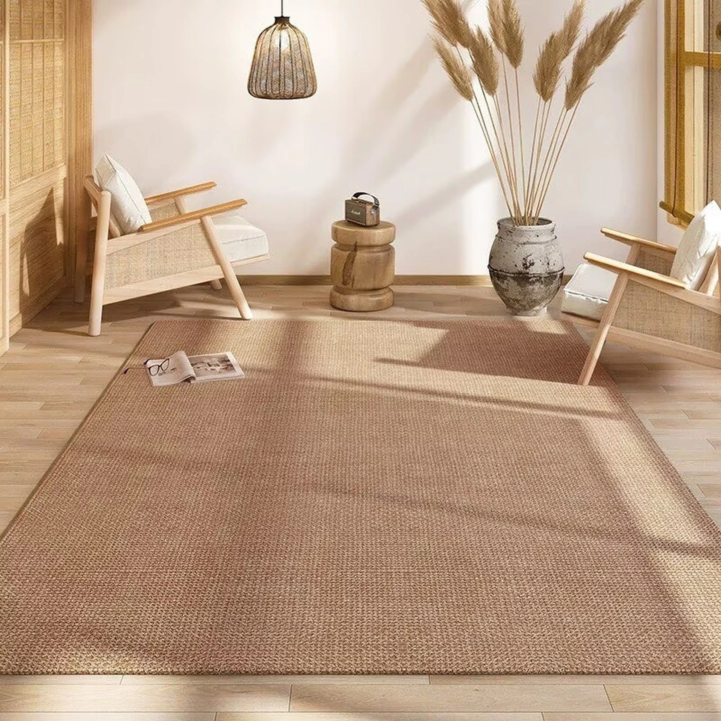 Wear-Resistant Wash-Free Jute Carpet for Living Room And Bedroom Photography Studio Southeast Asian Style Long Rectangle Rug