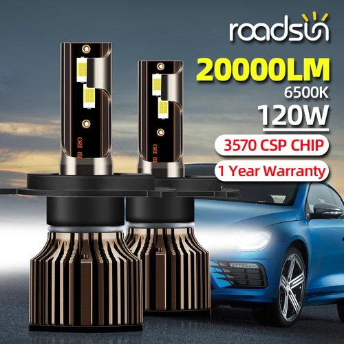 Radsun-faro LED H4 H1 H7 H8 H9 H11 9005 HB3 9006 HB4, luces Led para coche, 20000LM, 120W, 6500K, Chip CSP, lámpara antiniebla de haz alto y bajo