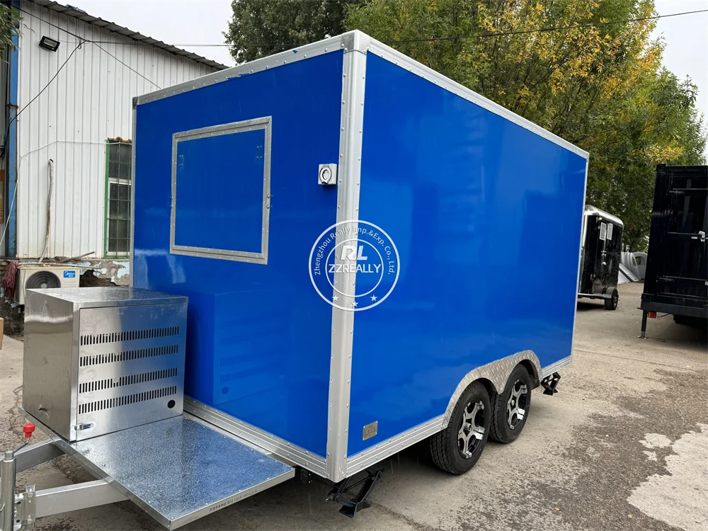 Remolque de camión de comida callejera, carrito de helados totalmente equipado, remolque de aperitivos y café, camión de comida de concesión, cocina móvil