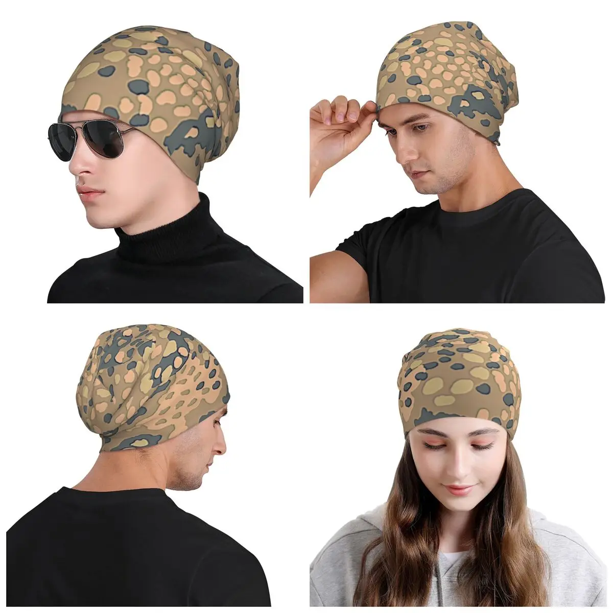 Custom Desert Erbsenmuster Pea Dot German WW2 Camouflage Pattern Skullies Beanies Caps Winter Warm Knit Hat Bonnet Hats Ski Cap