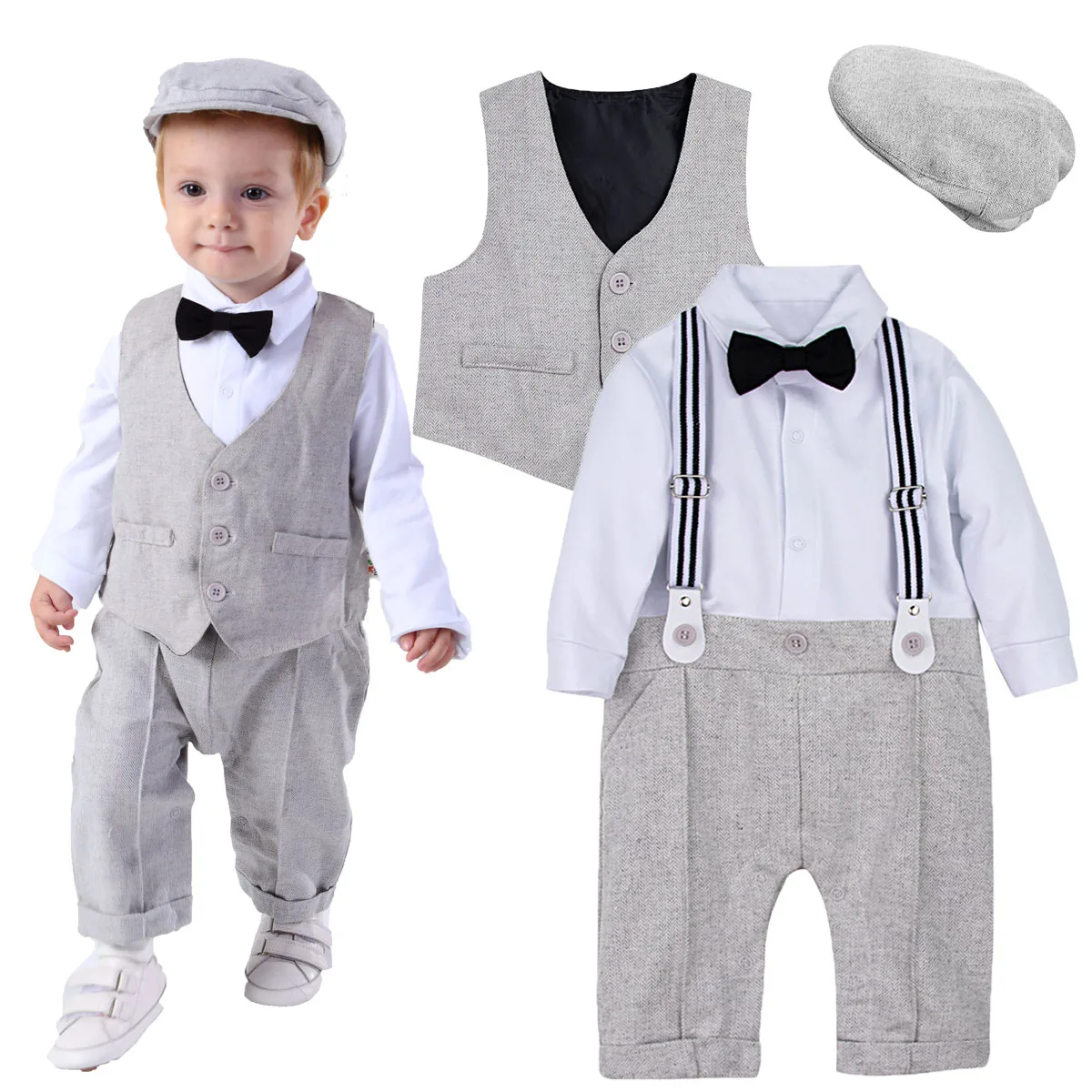 Baby Boy wedding Outfit Set Newborn Christening Easter Church Romper Infant Baptism Gentleman Suit  Autumn Winter Formal Clothes