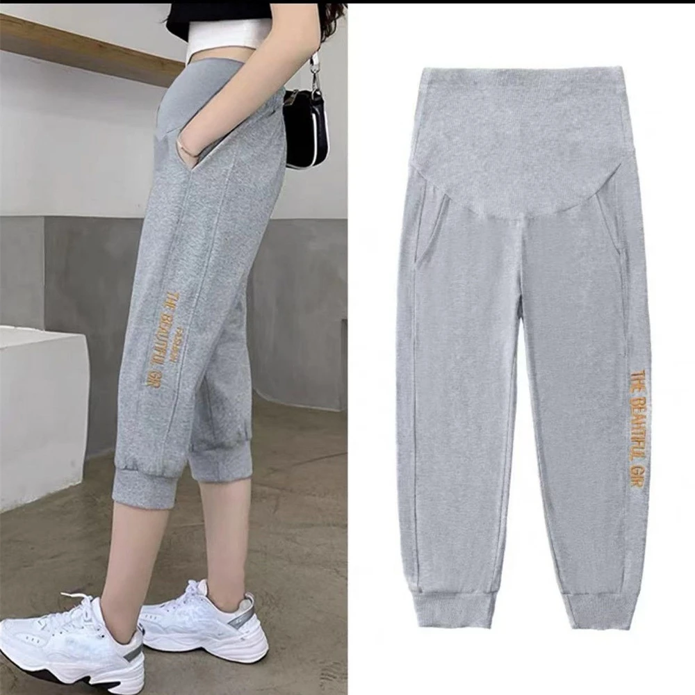 Women's pregnant women sweatpants yoga jogging casual pants pregnant women sportswear sports pants with pockets maternity wear