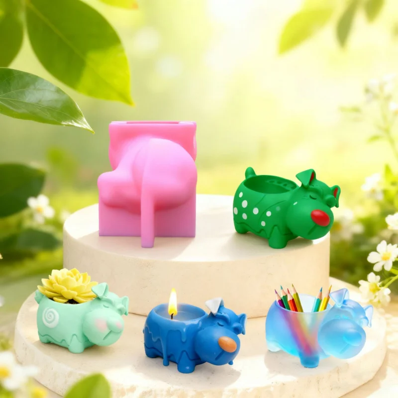 

Pig Planter Silicone Mold for Succulent Pots, Scented Candle, Plaster Home Decor Craft