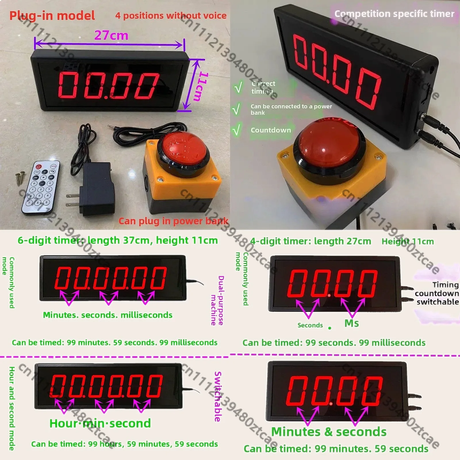 Multipurpose LED Digital Timer Rechargeable Wrist Stopwatch Countdown Counter for Sports Training Speech Competition