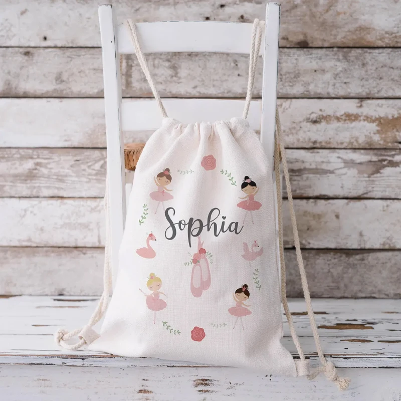Personalisierter Ballett-Rucksack mit Kordelzug, individuelle Ballett-Tanzschuhe, Geschenktüten für Mädchen, Weihnachten, Geburtstag, Geschenke für den Schulanfang – Detail 6