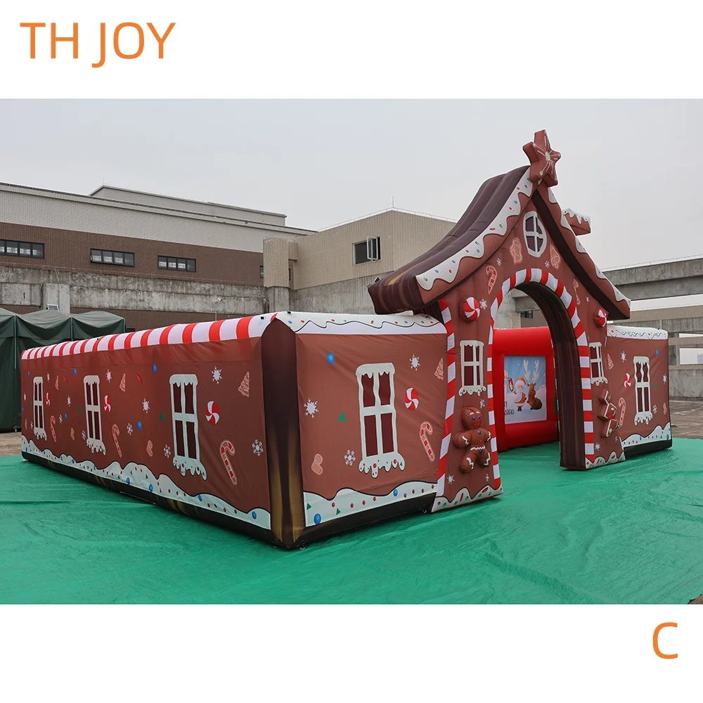 fast air ship to door, 8x8m custom Christmas inflatable maze gingerbread inflatable Christmas house with 8 carnival games combos