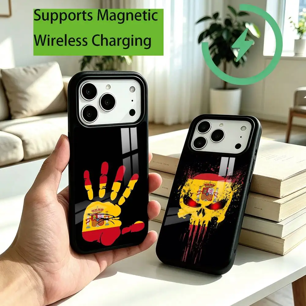 Spanish flag Spanish flag Phone Case For iPhone18,17,16,15,14,13,12,11 Plus,Pro Allows magnetic wireless charging Gift