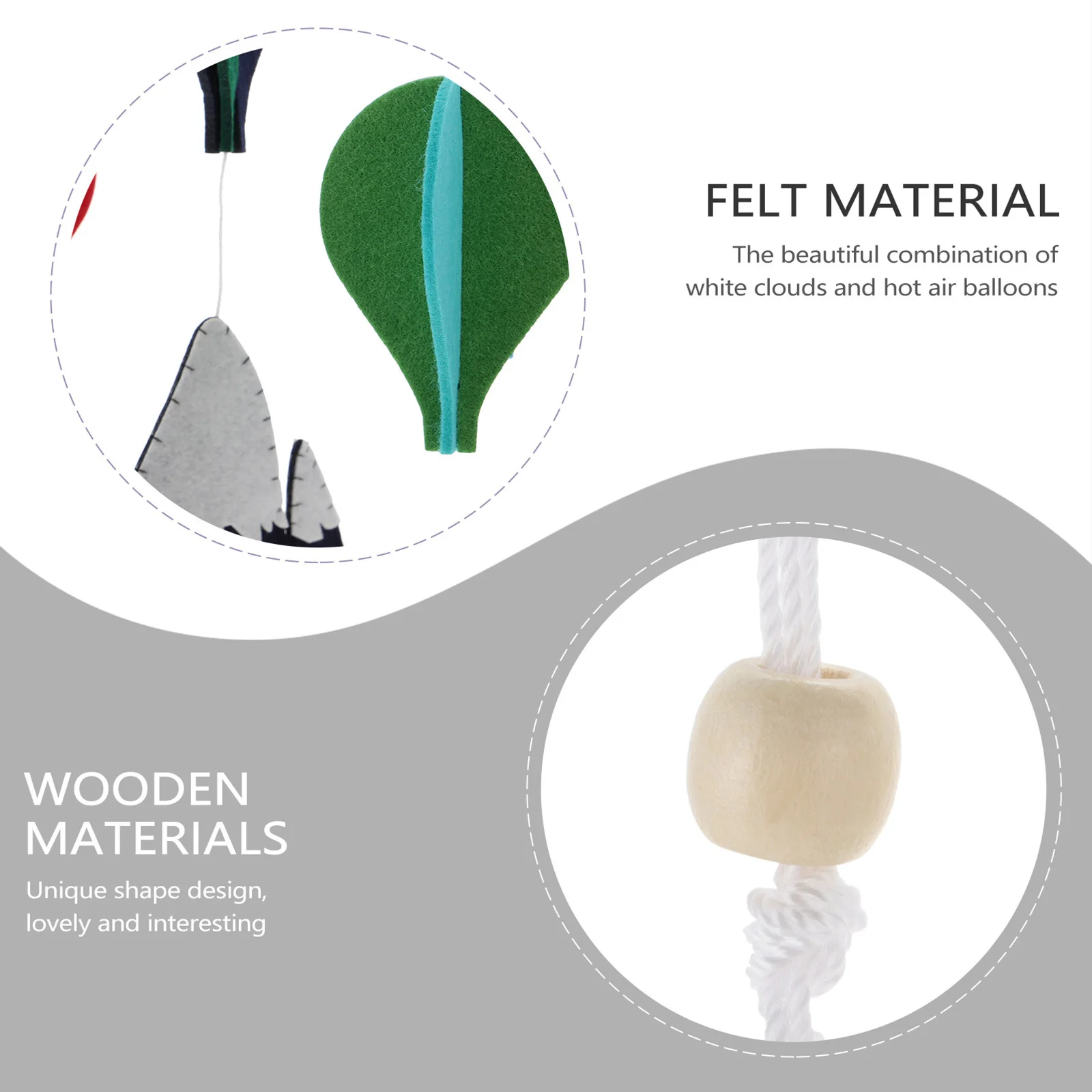 Mobile a Sospensione con Mongolfiera in Feltro, Carillon a Vento per Culla, Decorazione per Cameretta Neonati e Bambini