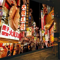 Japanese Street View Background Wallpaper Mural Japanese Restaurant Bar Izakaya Sushi Restaurant Industrial Decor Wall Paper 3D