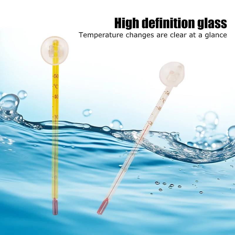 Aquarium Accurate Thermometer Easy-To-Read Fish Thermometers Sucking Cup Monitors Terrarium Temperature Meter