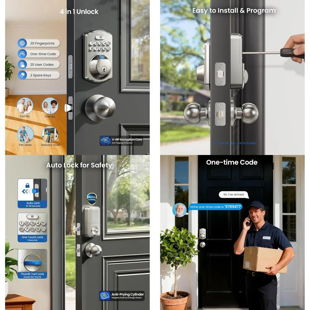 

Сенсорный дверной замок с двумя ручками, комплект умных передних ручек, автоматическая блокировка, водонепроницаемый, простая установка, матовый никель