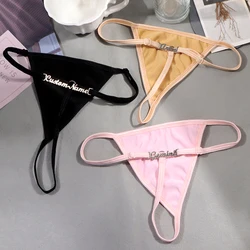 Custom Letters Name Panties Thongs for Women Stainless Steel Letter Sexy T-Back G-string Low Waist Underwear Underpants Lingerie