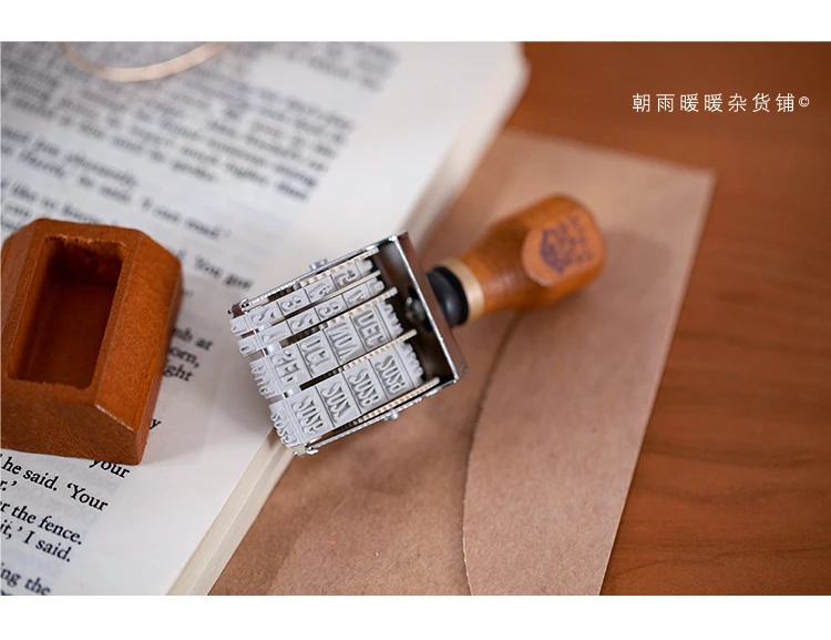 Chaoyu Retro Holz-Datumsstempel Einstellbarer Digitaler Rollstempel Kreatives Tagebuch DIY Check-In Dekoration – Detail 10