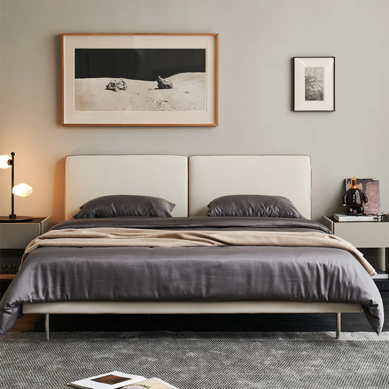 

Leather bed/minimalist light luxury modern master bedroom bed