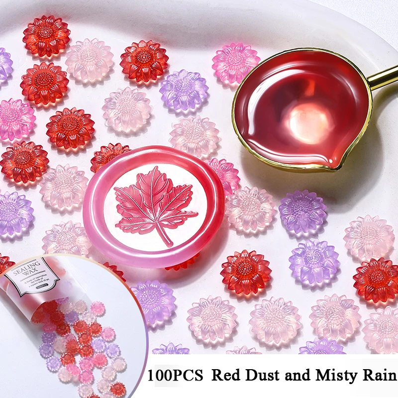 100 Stück durchscheinende Sonnenblumen-Siegelwachsperlen für DIY-Umschläge, Briefe, Hochzeitseinladungen, Scrapbooking, blinkender Siegelstempel – Detail 10