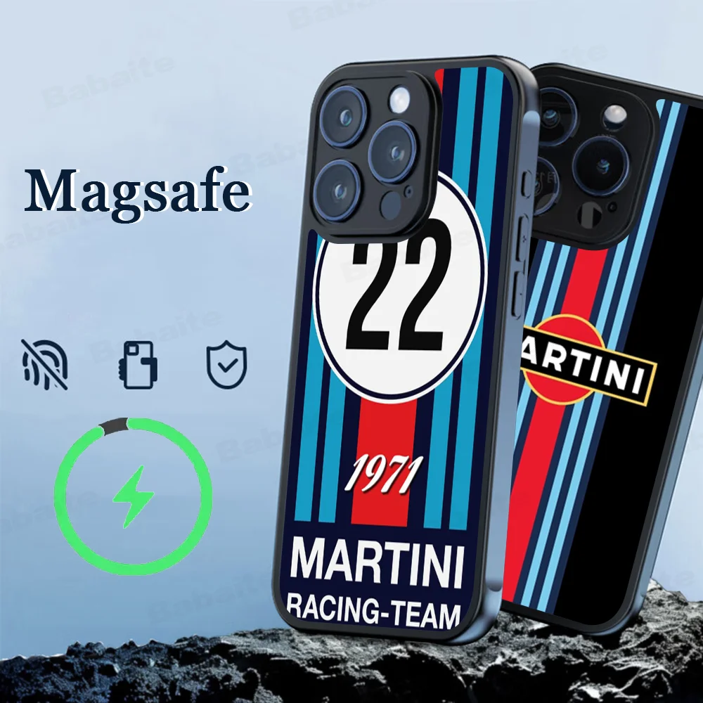 Racing Martini Phone Case Magnetic Case For IPhone 16 14 13 12 11 15 Pro Max Plus For Magsafe Wireless Charge Cover