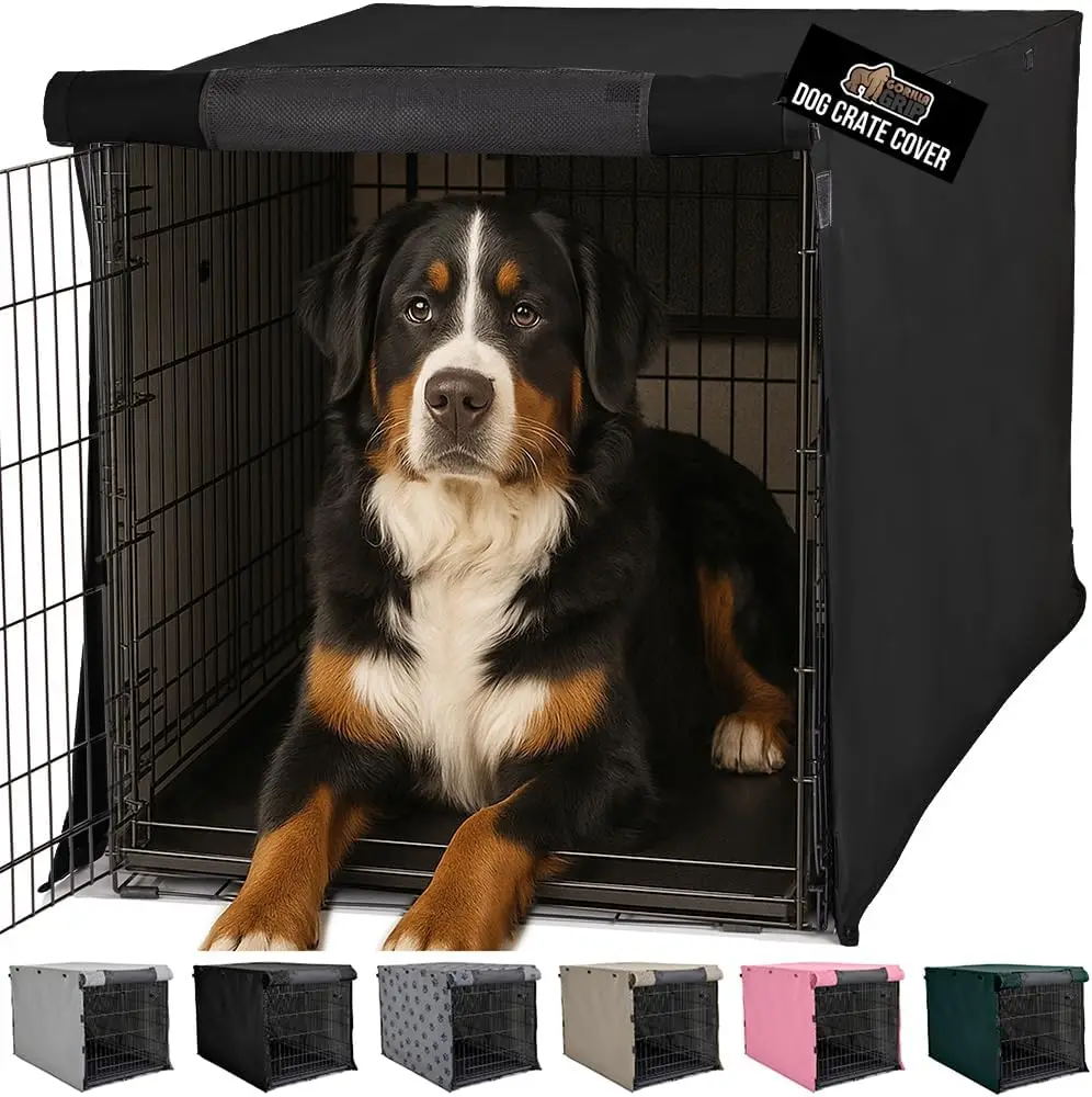 

Dog Crate Cover with All-Side Openings, Breathable Mesh Windows, Light Reducing Design for 48" Kennel