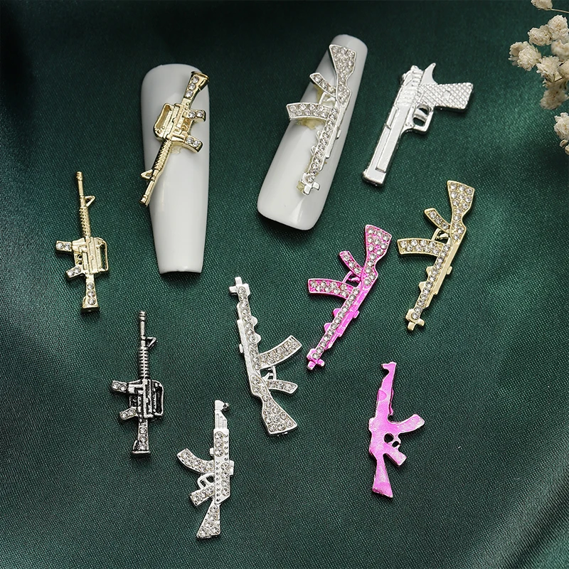 27pcs 9 Styles Luxury Nail Charms Gun Gold Glitter Rhinestones Crystal DIY Jewelry Manicure 3D Nail Art Decoration