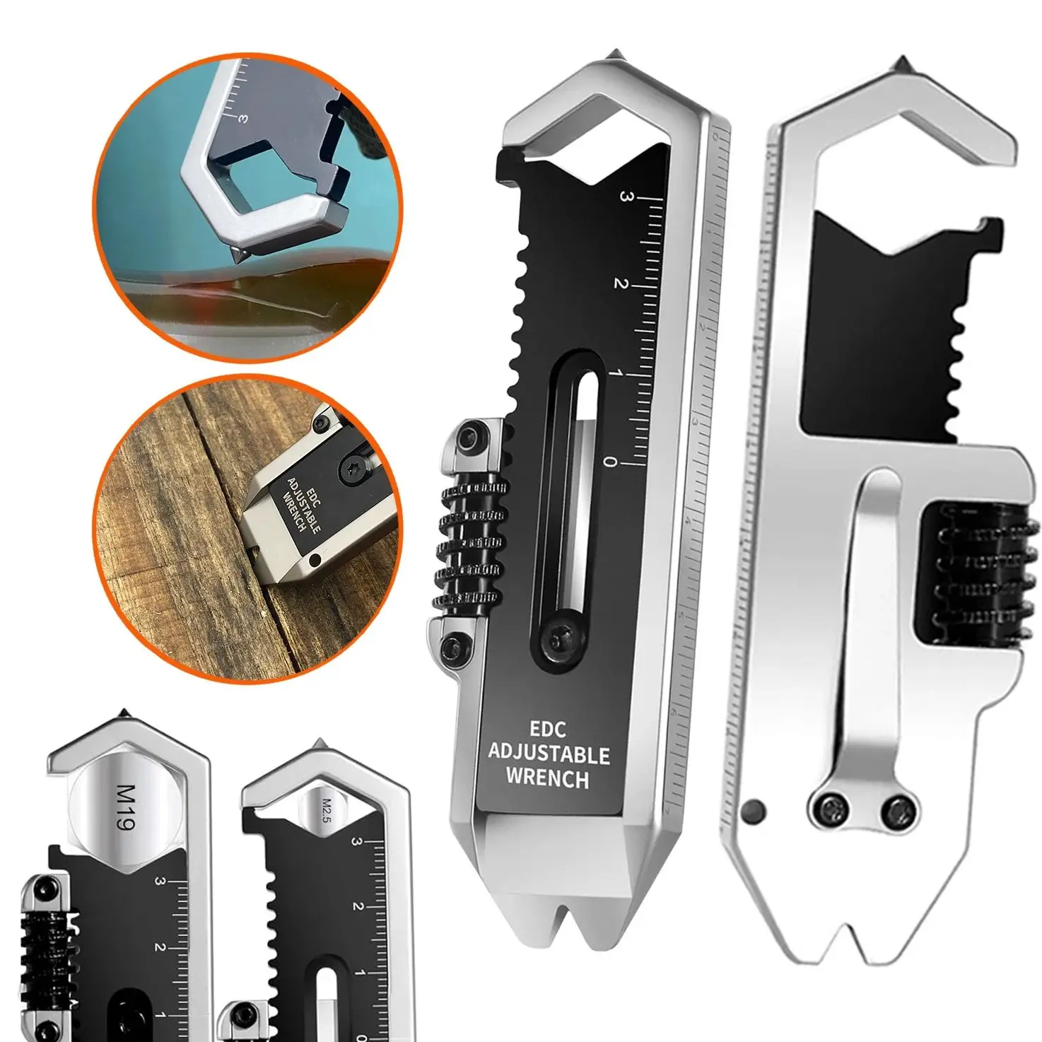 Multi-functional Mini Crowbar 9 in 1 Multi-tool Adjustable Wrench EDC Caliper Measuring Ruler Pry Bar Pocket Outdoor Camping Too