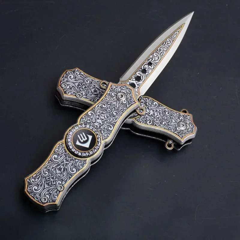 High quality Stainless Steel Handle Folding Knives Hunting Knife Fruit EDC Outdoor Tools Camping Survival Knife Fidget Spinner