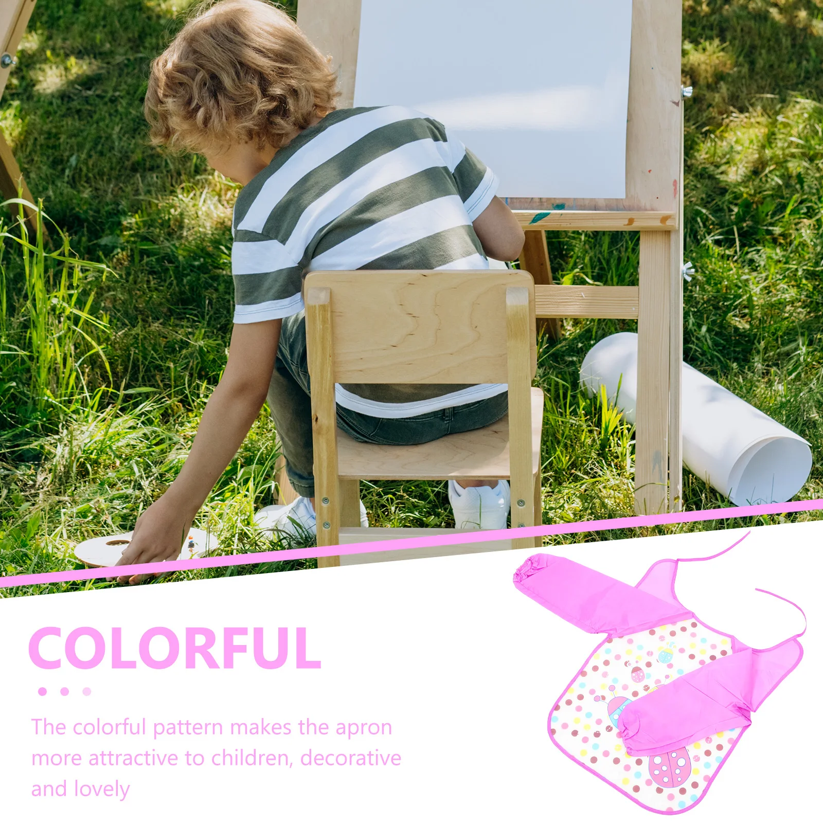 

Waterproof Kids Apron Painting Art Smock Adjustable Multi-Function Toddler Apron Fast Drying Soiling Resistance Colorful Pattern