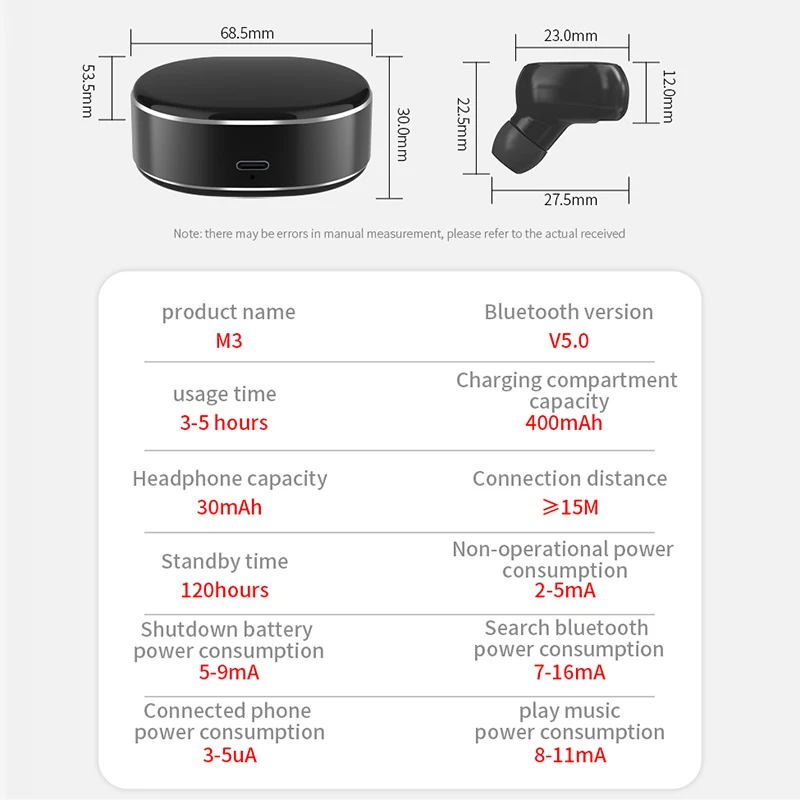 Auricolari di traduzione M3 auricolare Bluetooth Wireless 138 lingue traduzione vocale Offline adatto per l\'apprendimento aziendale di viaggio