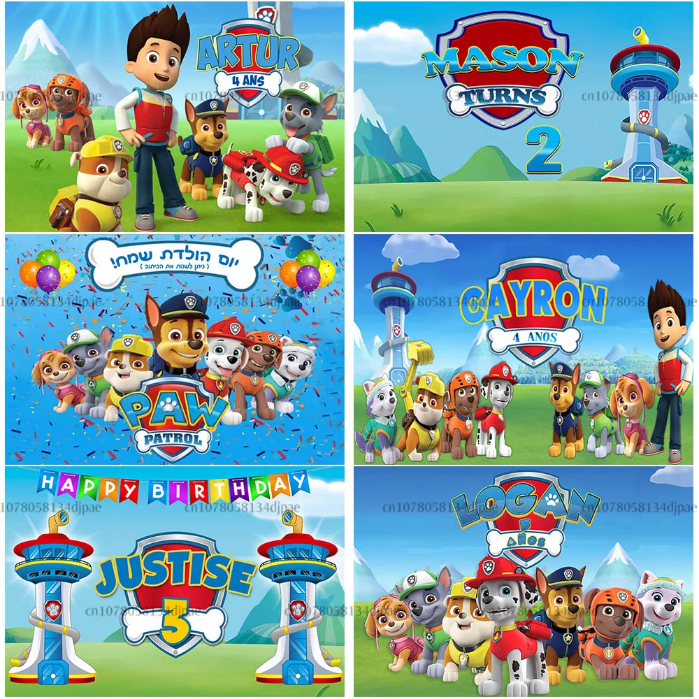 ﻿Paw Patrol The Beach Tower Backdrop Customized For Boy 1st 3rd Birthday Party Background Blue Puppy Dog Banner Decor Supplier