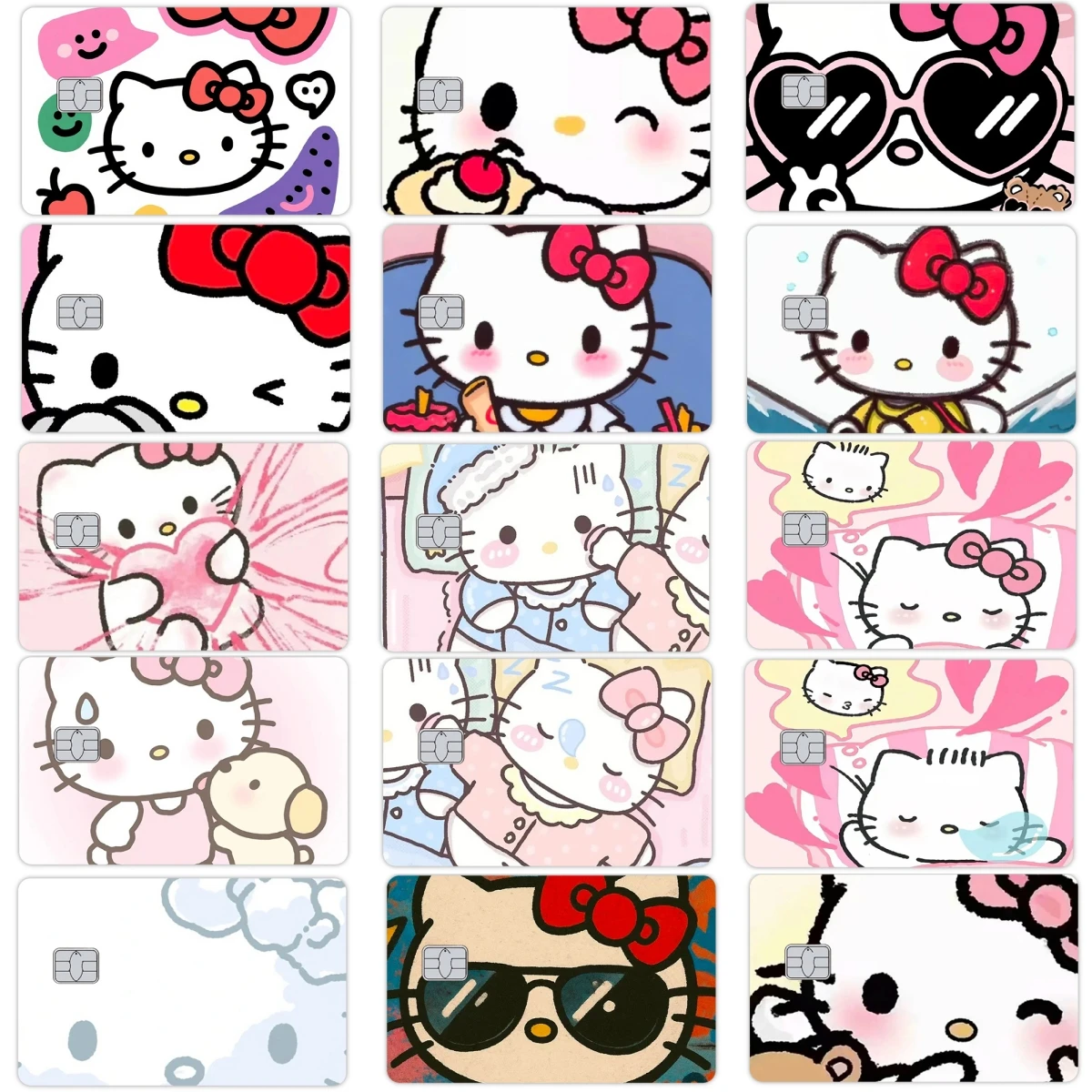 

Аниме Креативная милая пленка для кредитных карт «Hello Kitty Diy», мультяшная наклейка из ПВХ, пленочный чехол, передняя лента для дебетовой банковской карты, обложка