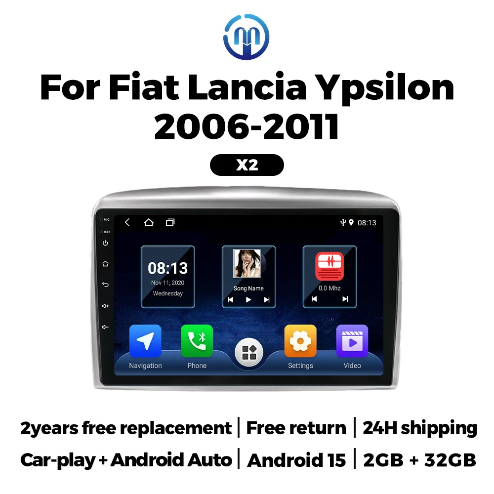 2Din Car Radio Stereo Android OS For Fiat Lancia Ypsilon 2006-2011 Car Play Android Auto Multimedia Player GPS FM Autoradio WIFI