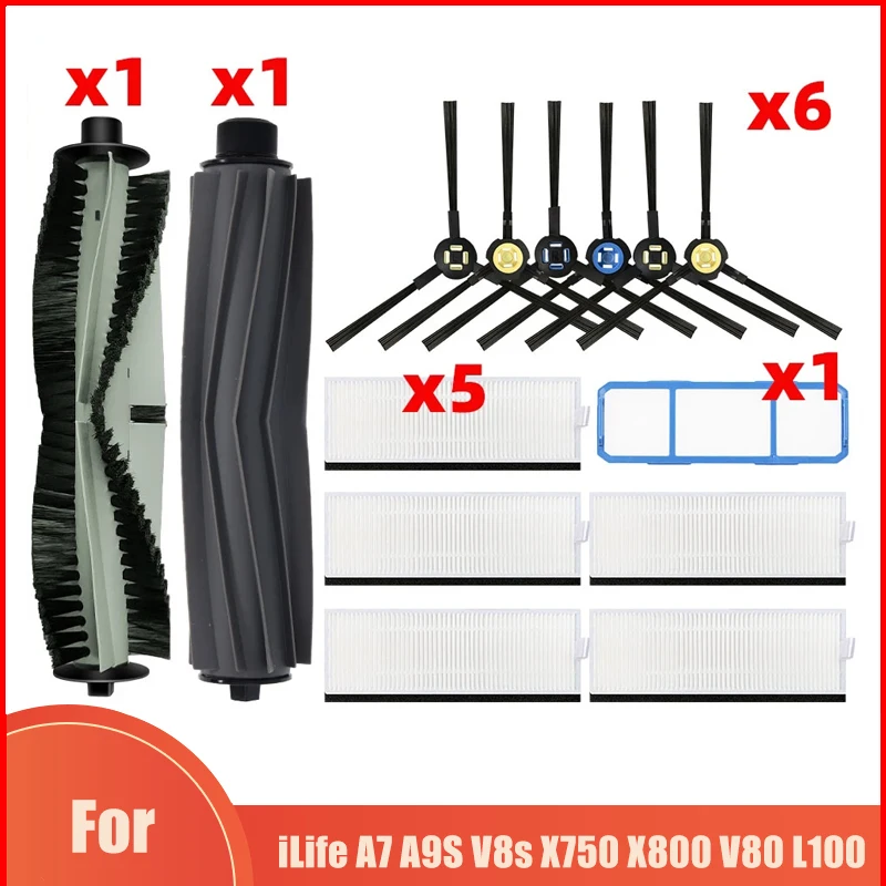 Запасные части для iLife A7 A9S V8 V8s X750 X800 X785 V80 L100 Silvercrest SSR1 SSRA1 резиновая основная боковая щетка Hepa фильтр аксессуары