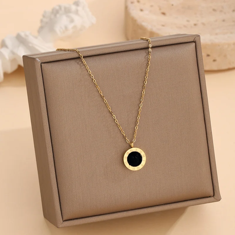 طقم مجوهرات بالأرقام من الفولاذ المقاوم للصدأ للنساء ، قشرة سوداء وبيضاء ، قلادة سلسلة O ، سوار ، أقراط ، زفاف ، كامل ،