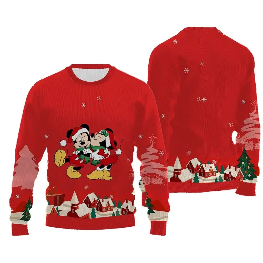 Pullover a maniche lunghe per le donne Disney Cartoon Character Funny Pattern felpa Casual Fashion Thick Style Christmas maglione