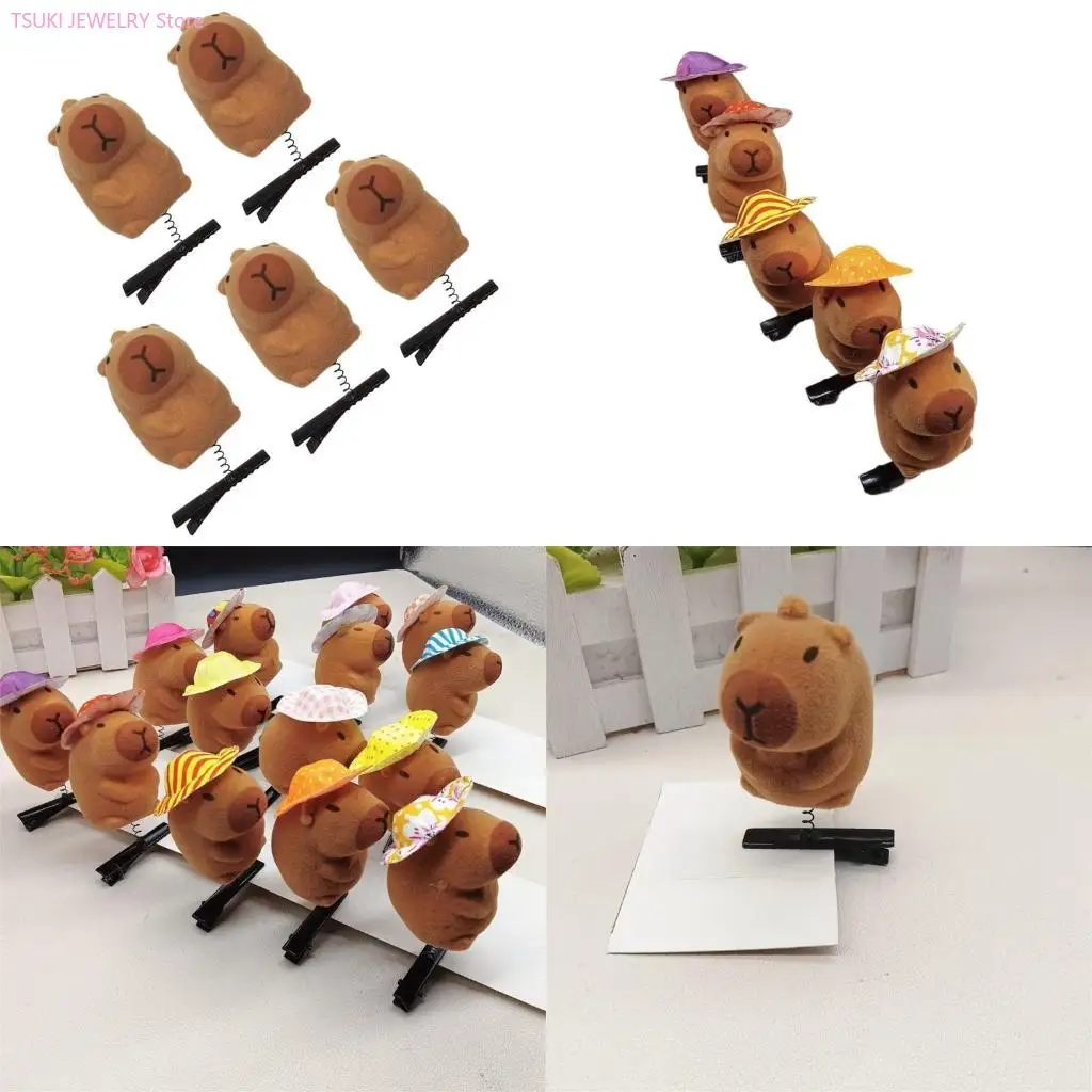 

62KE, 5 шт., милые заколки для волос капибара, шиньон ручной работы, модная плюшевая заколка для волос, подходит для девочек и