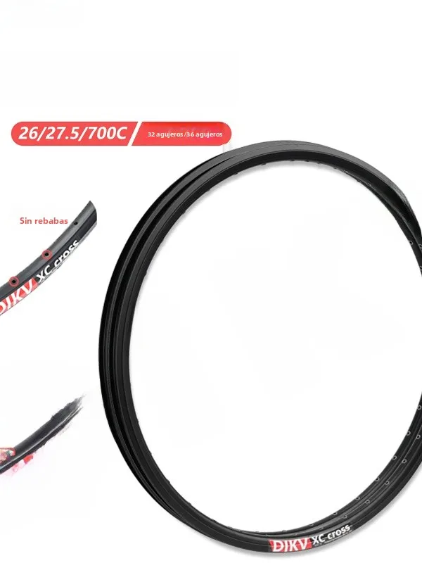 Llanta de Bicicleta de Montaña de Doble Capa Reforzada de 26/27.5 Pulgadas, Freno V, Freno de Disco, Llanta Universal de ...
