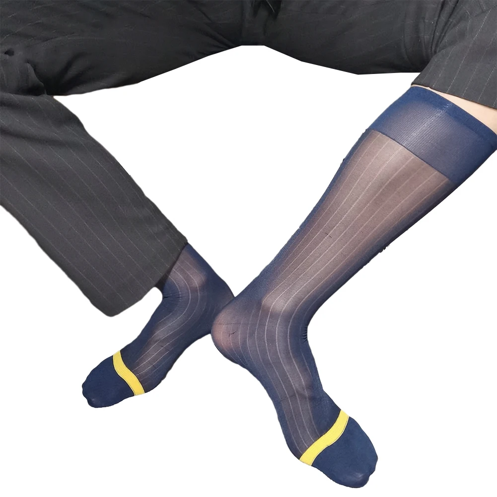 Men Sexy Nylon Silky Ultra-thin Socks Wear Traceless See-Through Sheer Stockings