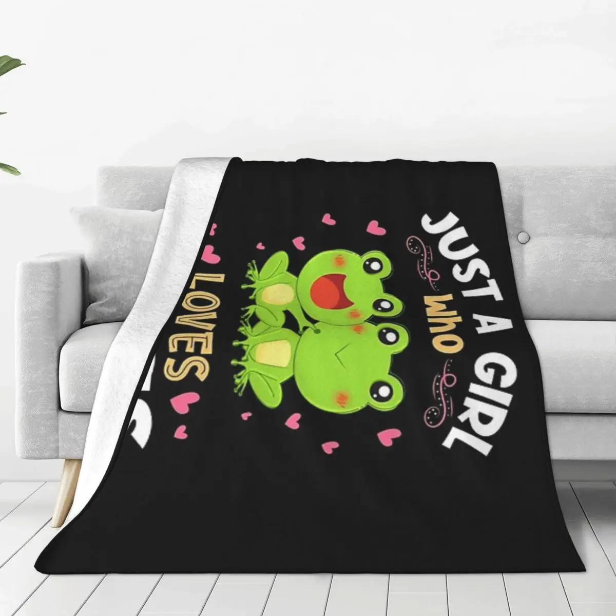 

Just A Girl Who Loves Frogs Gift Blanket Sofa Bedroom Bed Home Office Nap Blanket Car Travel Picnic Blankets Gift