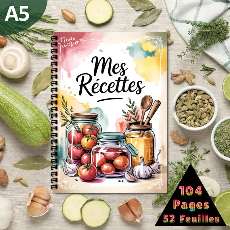 

Французская книга рецептов формата А5, на спиральном переплете, вмещает до 100 рецептов, кухонный блокнот-органайзер для планирования меню и приготовления пищи.
