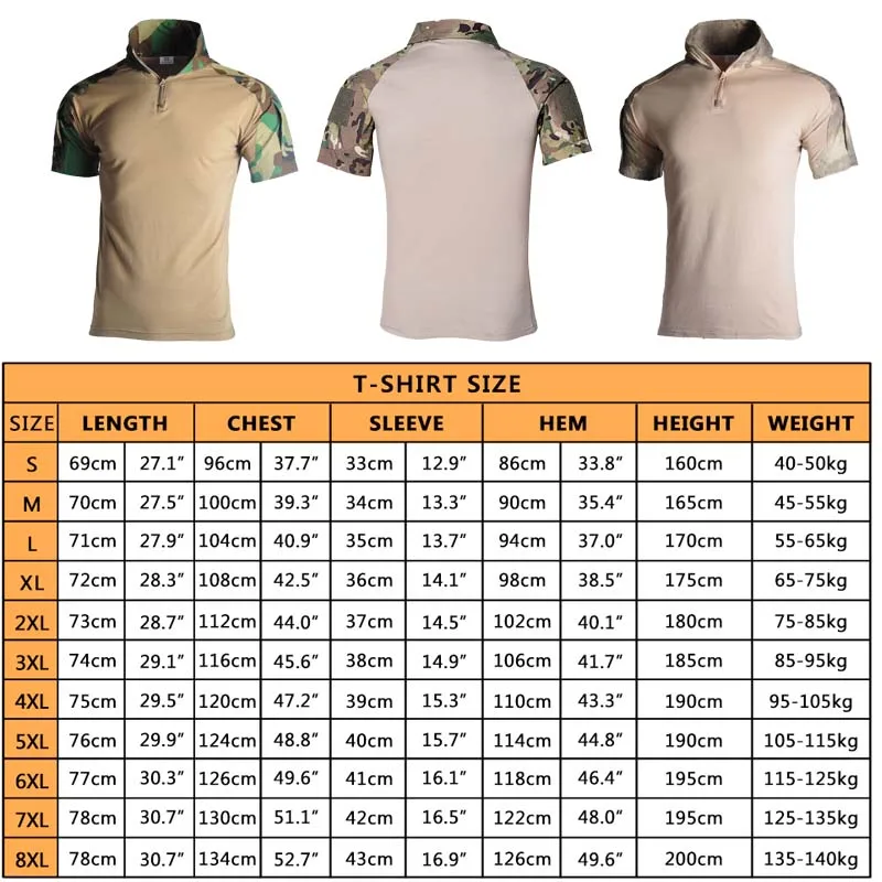 Summer Men\'s Camping Shirt Tactical T-Shirts Camouflage Hunting Short Sleeve Airsoft Fishing Tees Combat Hiking Shirts Male